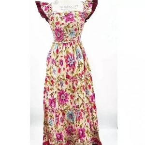 NWT 100% Cotton Ruffled maxi summer floral dress
